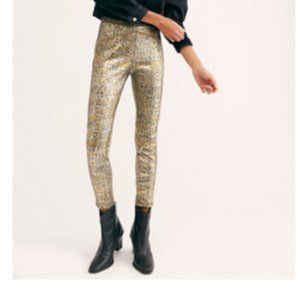 Free People Gold Snake Skin Print Leggings